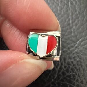 9mm Stainless Steel Italian Flag Heart Charm – Enamel Design